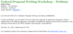 Federal Proposal Writing Workshop Webinar